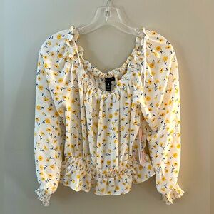 NWT: Aqua Off Shoulder Floral Top